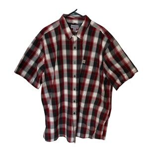 Carhartt Men's Plaid Shirt in Red, Black, and White short sleeve 3XL T